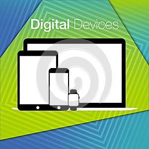 Modern digital devices sets geometric background