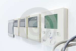 Modern digital electronic thermostat, climate control system.