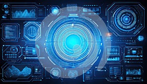 Modern Digital Interface with Futuristic Elements and Data Visualization