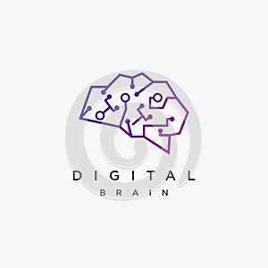 Modern Digital link brain logo icon vector template