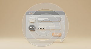 3D Minimalist Chat Message Interface with Send Button