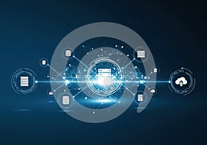 Modern digital network illustrating cloud computing and data connectivity