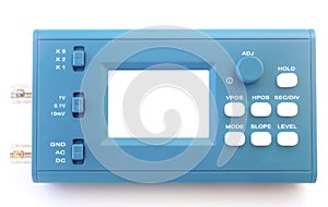 Modern digital signal oscilloscope isolated on white background