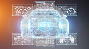 Modern digital smart car interface 3D rendering