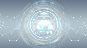 Modern digital smart car interface 3D rendering