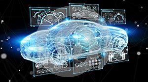 Modern digital smart car interface 3D rendering