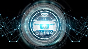 Modern digital smart car interface 3D rendering