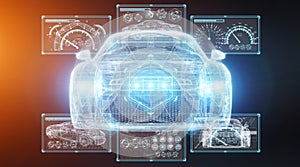 Modern digital smart car interface 3D rendering