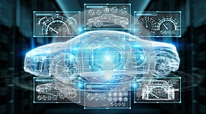 Modern digital smart car interface 3D rendering