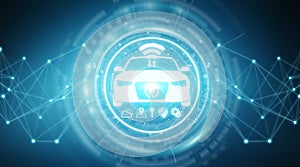 Modern digital smart car interface 3D rendering