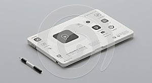 Minimalist Entertainment UI Design Concept on Digital Tablet