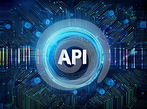 Digital Technology Background Highlighting the API Acronym (Application Programming Interface)