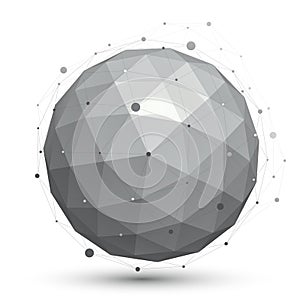 Modern digital technology ball, abstract unusual background, vector tech complicated 3d orb.