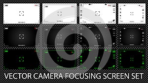 Modern digital video camera focusing screen with settings 12 in 1 pack.