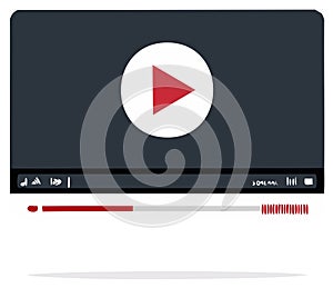 Modern digital video player interface with play button, time display, and progress bar