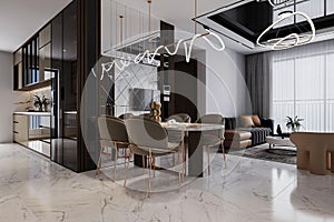 Modern dining room interior minimal style image 3d rendering