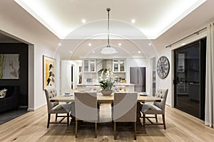 Modern dining room beside the kitchen ready to serve