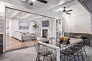 Modern dining room in a new construction home in Encino, California