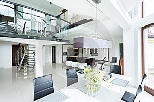 Modern dining room in property photo