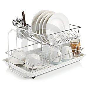 Dish rack isolated on white background