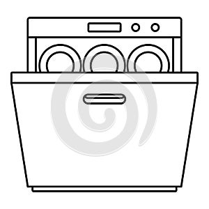 Modern dishwasher icon, outline style