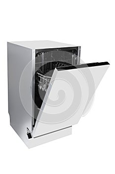 Modern dishwasher isolated on white background