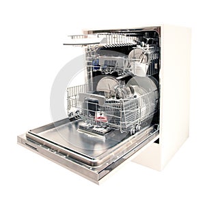 Modern dishwasher open