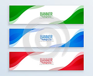 Modern display banners set in three colors