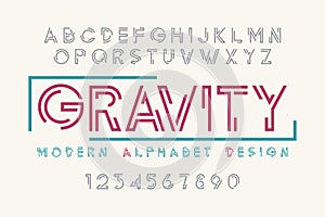 Modern display font design, alphabet, character set, typography