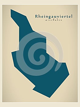 Modern District Map - Wiesbaden Rheingauviertel Germany