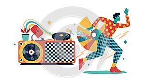 Modern DJ Performance with Sound System Vector, vector design Generative AI