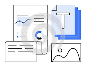Modern Document Design with Graphs, Text Analysis, and Data Visualization Elements