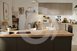 Modern domestic kitchen with table