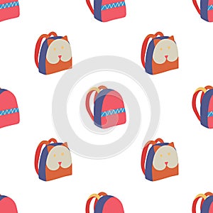 Modern doodle seamless pattern with two backpack