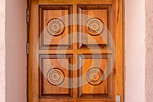 Modern door veneered wood varnished, antiqued