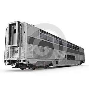 Modern doubledeck Railroad Wagon on white. 3D illustration