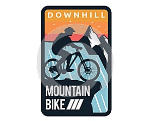 Modern Downhill Bike Logo Badge Illustration
