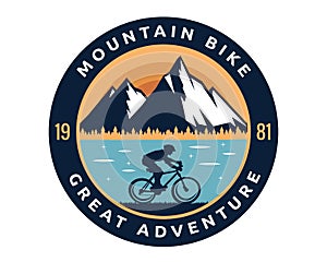 Modern Downhill Bike Logo Badge Illustration photo