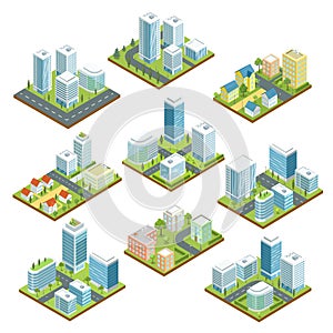 Modern downtown isometric 3D set