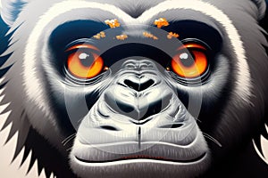 Modern drawing of Gorilla on colorful background. Colorful magic gorilla monkey, cartoon style painting. Generative ai art photo