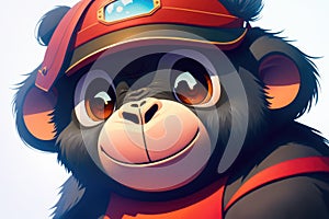 Modern drawing of Gorilla on colorful background. Colorful magic gorilla monkey, cartoon style painting. Generative ai art photo