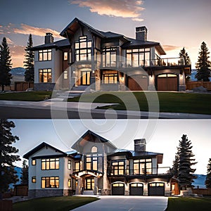 Modern dream house, beautiful design of a good-quality large house for a large family to live in nature,