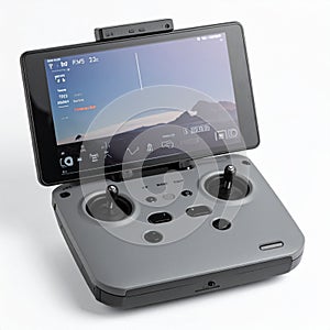 Modern Drone Controller with FPV Screen Isolated on White
