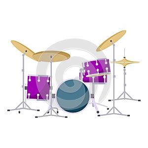 Modern drums kit icon, flat style
