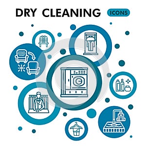 Modern dry cleaning Infographic design template. Laundry inphographic visualization with eight steps circle design on