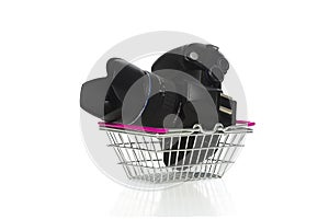 Camera and lens in a shopping basket
