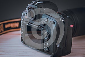 Modern DSLR with touch display, featuring BSI CMOS sensor with no optical low pass filter with Expeed 5 processor, build with an