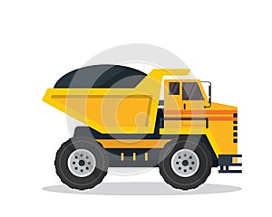 Modern Dump Truck Flat Construction Vehicle Illustration