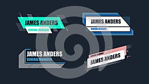 Modern dynamic lower third banners template set of four