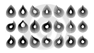 Modern dynamic motion line fluid water droplet icon logo design bundle